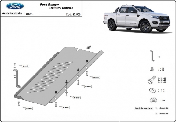 Acél részecskeszürő védőlemez Ford Ranger