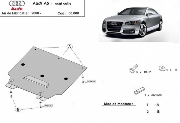 Acél kapcsolószekrény védőlemez Audi A5