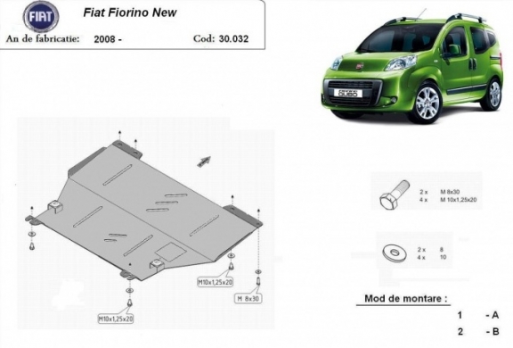 Acél motor, kapcsolószekrény, hűtő védőlemez Fiat Fiorino