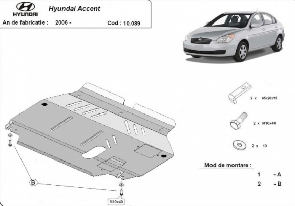 Acél motor, kapcsolószekrény, hűtő védőlemez Hyundai Accent