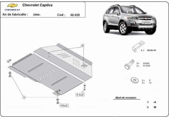 Acél motor, kapcsolószekrény, hűtő védőlemez Chevrolet Captiva
