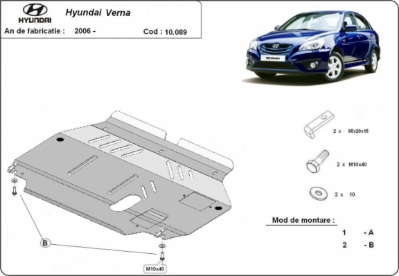 Acél motor, kapcsolószekrény védőlemez Hyundai Verna
