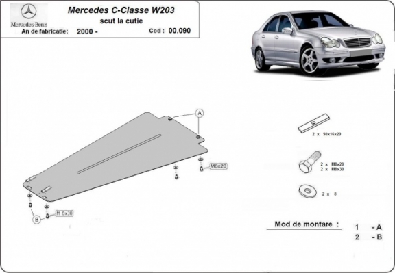 Acél kapcsolószekrény védőlemez Mercedes C-Clasee W203 -