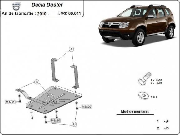 Acél differenciálmű védőlemez Dacia Duster