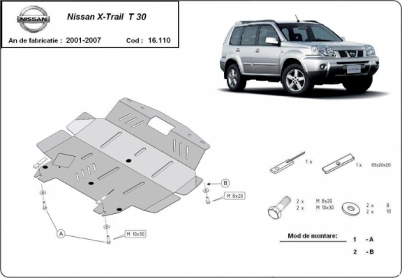 Acél motor, kapcsolószekrény, hűtő védőlemez Nissan X-Trail T30