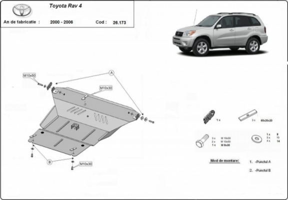 Acél motor, kapcsolószekrény védőlemez Toyota Rav4