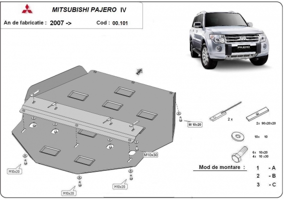Acél kapcsolószekrény védőlemez Mitsubishi Pajero 4 (V80, V90)