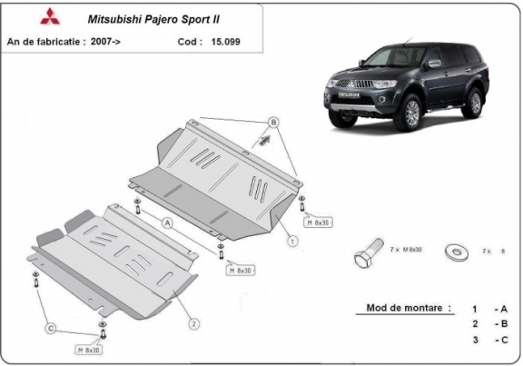 Acél motor, hűtő védőlemez Mitsubishi Pajero Sport 2