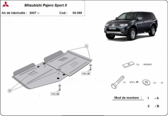 Acél osztómű védőlemez Mitsubishi Pajero Sport 2