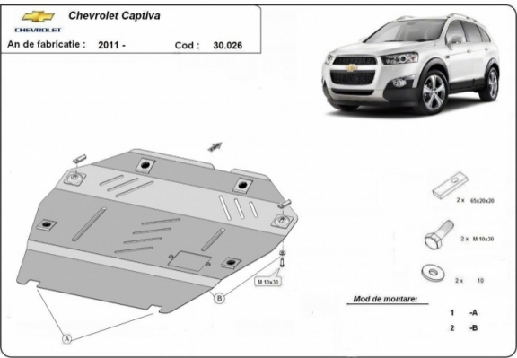 Acél motor, kapcsolószekrény védőlemez Chevrolet Captiva