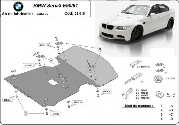 Acél motorvédőlemez BMW Seria 3 E90/91