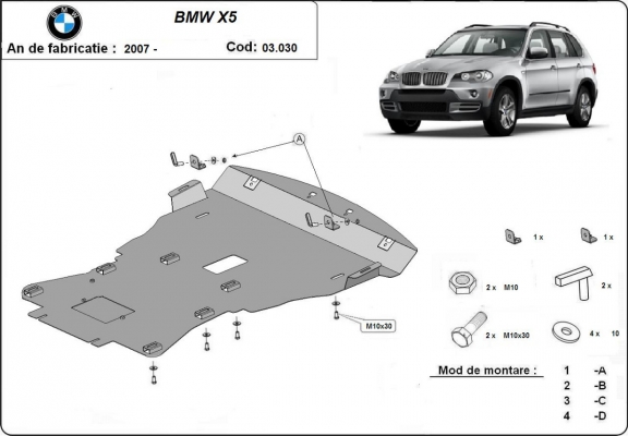 Motor, karter- védő acéllemez BMW X5