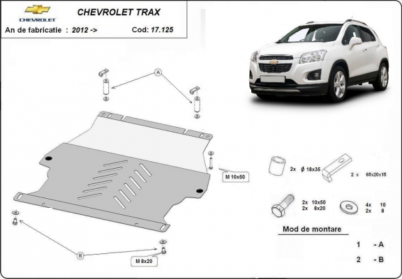 Acél motor, kapcsolószekrény védőlemez Chevrolet Trax