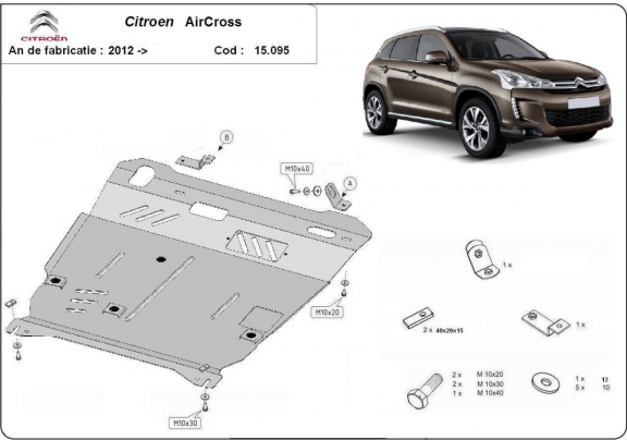 Acél motor, kapcsolószekrény, hűtő védőlemez Citroen C4 Aircross