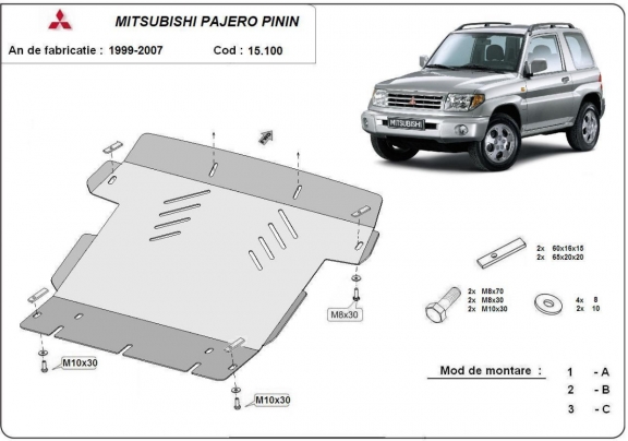 Motor, karter- védő acéllemez Mitsubishi Pajero Pinin