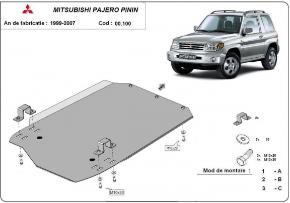 Acél kapcsolószekrény védőlemez Mitsubishi Pajero Pinin