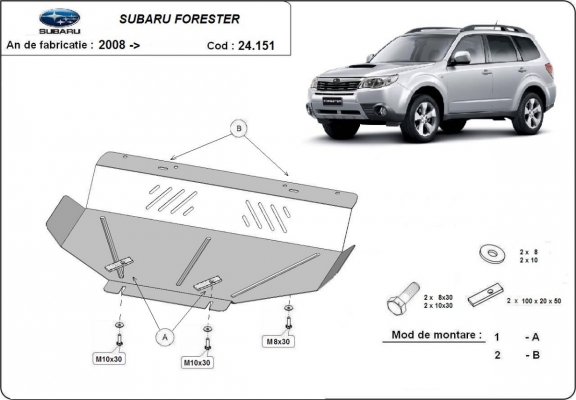 Acél motor, hűtő védőlemez Subaru Forester 3