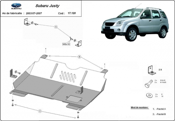Motor, karter- védő acéllemez Subaru Justy