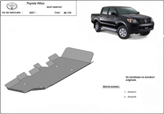 Acél üzemanyagtartály védőlemez Toyota Hilux