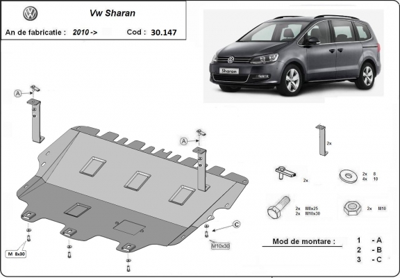 Acél motor, kapcsolószekrény védőlemez Volkswagen Sharan