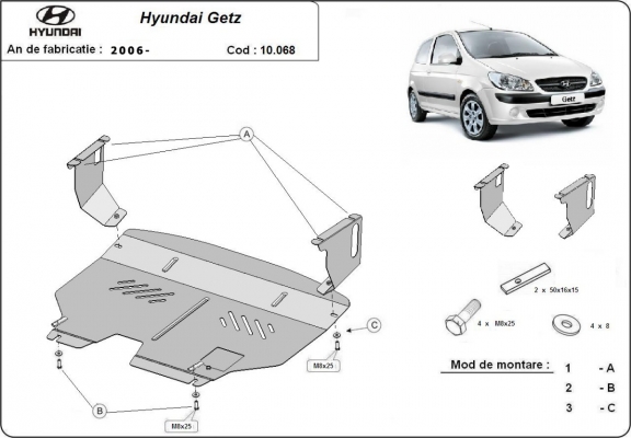 Acél motor, kapcsolószekrény védőlemez Hyundai Getz