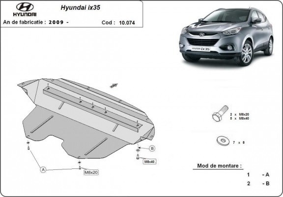 Acél motor, kapcsolószekrény védőlemez Hyundai IX35