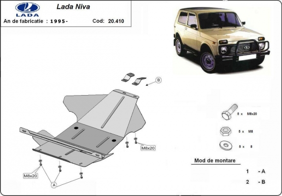 Acél motor, kapcsolószekrény védőlemez Lada Niva