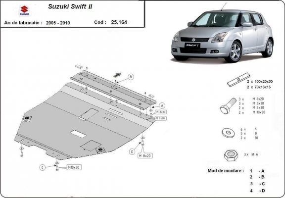 Acél motor, kapcsolószekrény védőlemez Suzuki Swift 2
