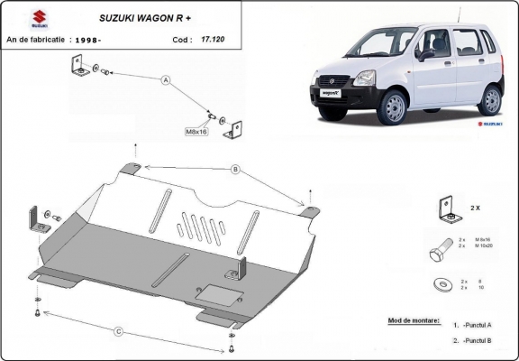 Acél motor, kapcsolószekrény védőlemez Suzuki Wagon R+