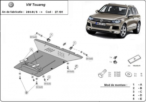 Motor, karter- védő acéllemez VW Touareg