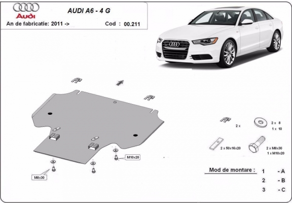Acél kapcsolószekrény védőlemez Audi A6