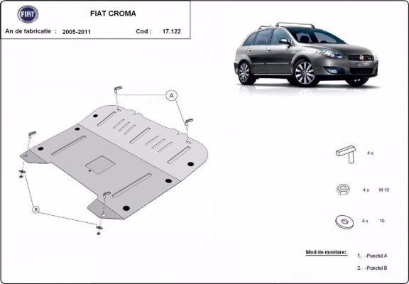 Acél motor, kapcsolószekrény, hűtő védőlemez Fiat Croma