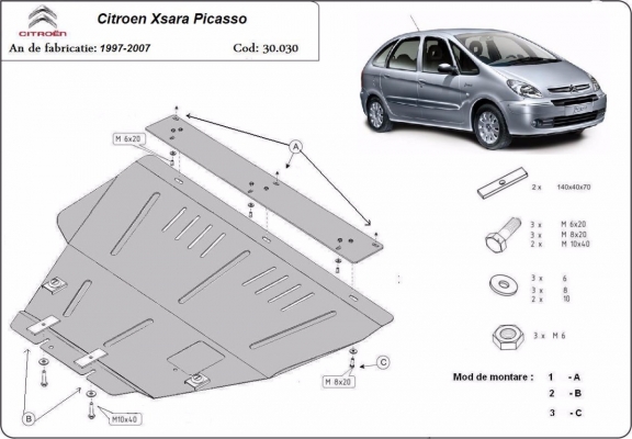 Acél motor, kapcsolószekrény védőlemez Citroen Xsara Picasso