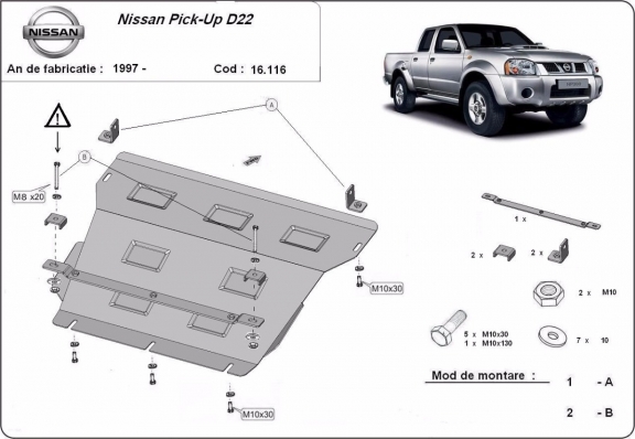 Acél motor, hűtő védőlemez Nissan Pick Up
