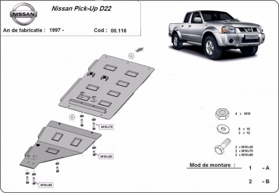 Acél kapcsolószekrény védőlemez Nissan Pick Up