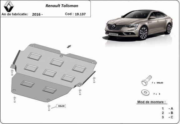 Acél motor, kapcsolószekrény védőlemez Renault Talisman