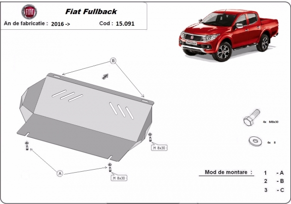 Acél hűtő védőlemez Fiat Fullback