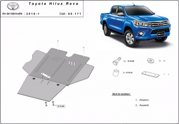 Acél kapcsolószekrény, részecskeszűrő Toyota Hilux Revo