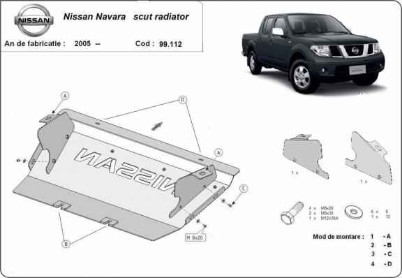 Acél hütő védőlemez Nissan Navara