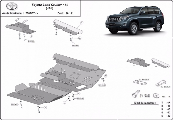 Acél motor, hűtő védőlemez Toyota Land Cruiser 150