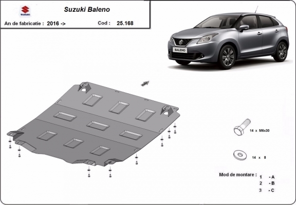 Acél motor, kapcsolószekrény védőlemez Suzuki Baleno