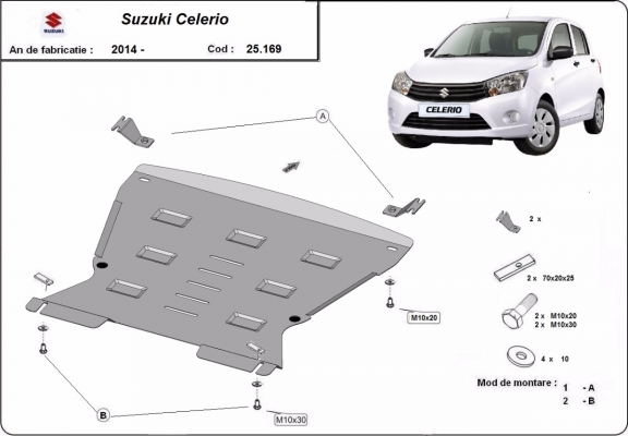 Acél motor, sebességváltó, hűtő, első lökhárító védőlemez Suzuki Celerio