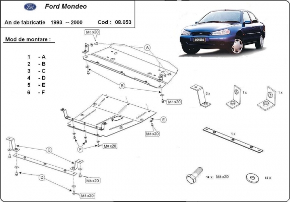 Acél motor, sebességváltó, hűtő, első lökhárító védőlemez Ford Mondeo 1,2