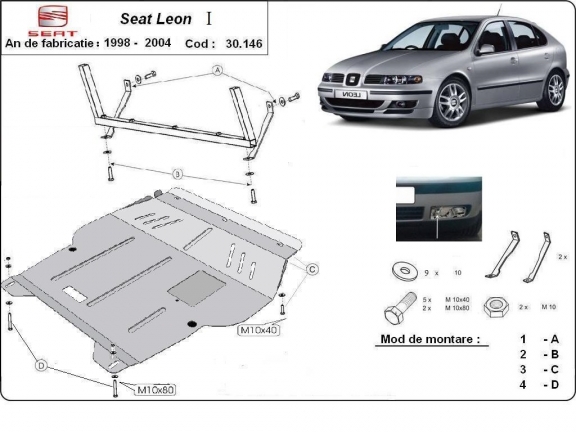 Acél motor, sebességváltó, hűtő, első lökhárító védőlemez Seat Leon
