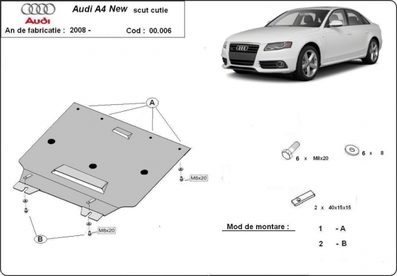 Acél kapcsolószekrény védőlemez Audi A4 4 B8