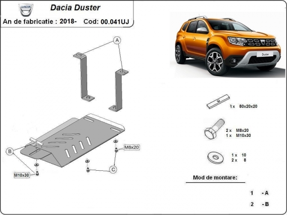 Acél hátsó differenciálmű védőlemez - RWD Dacia Duster