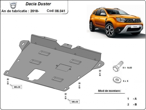 Acél motor, kapcsolószekrény védőlemez Dacia Duster