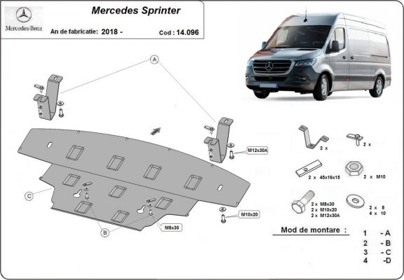 Acél motor, hűtő védőlemez Mercedes Sprinter