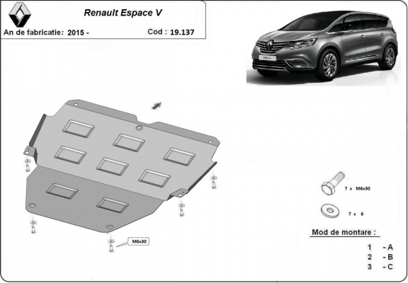 Acél motor, kapcsolószekrény védőlemez Renault Espace 5