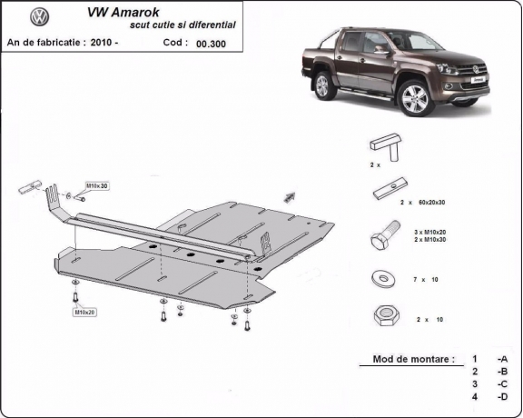 Acél kapcsolószekrény, differenciálmű védőlemez Volkswagen Amarok
